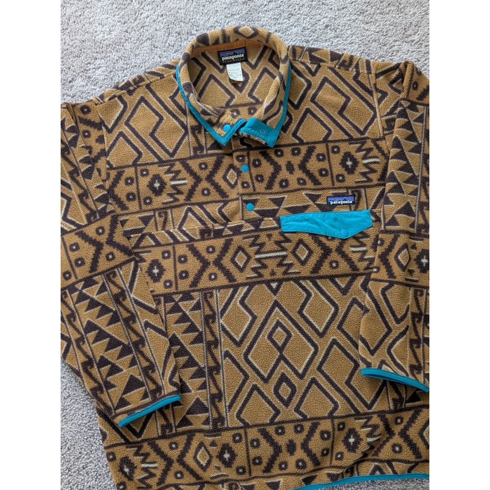Patagonia Synchilla Pullover Mens Medium Snap-T Fleece Aztec Tribal Geometric